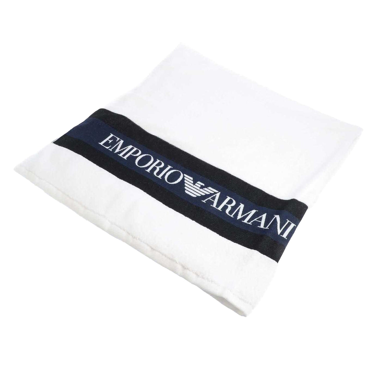White - Front - Emporio Armani Logo Woven Towel
