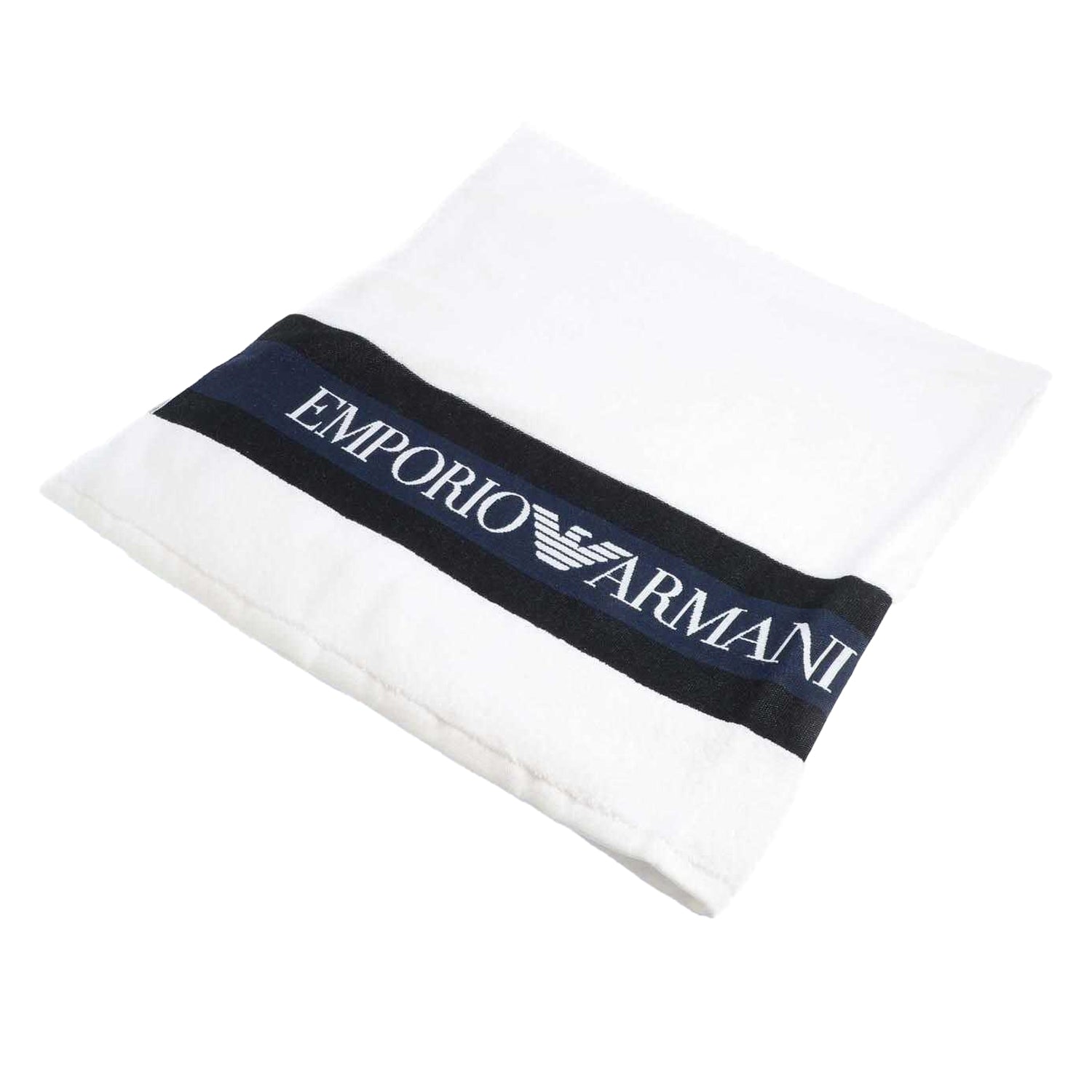 White - Front - Emporio Armani Logo Woven Towel