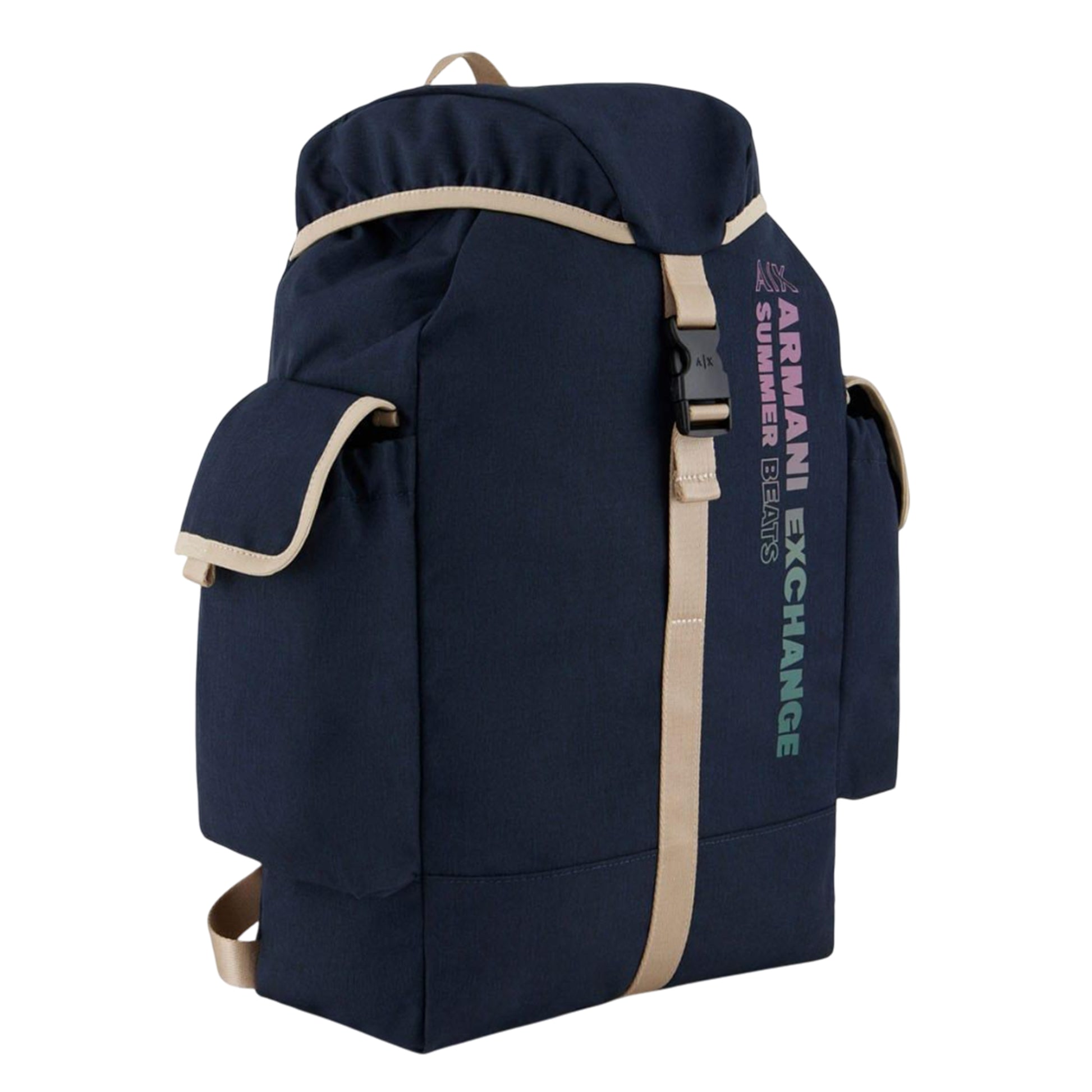 Navy - Side - Armani Exchange Logo Backpack