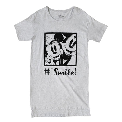 Grey - Front - Disney Womens-Ladies # Smile T-Shirt Dress