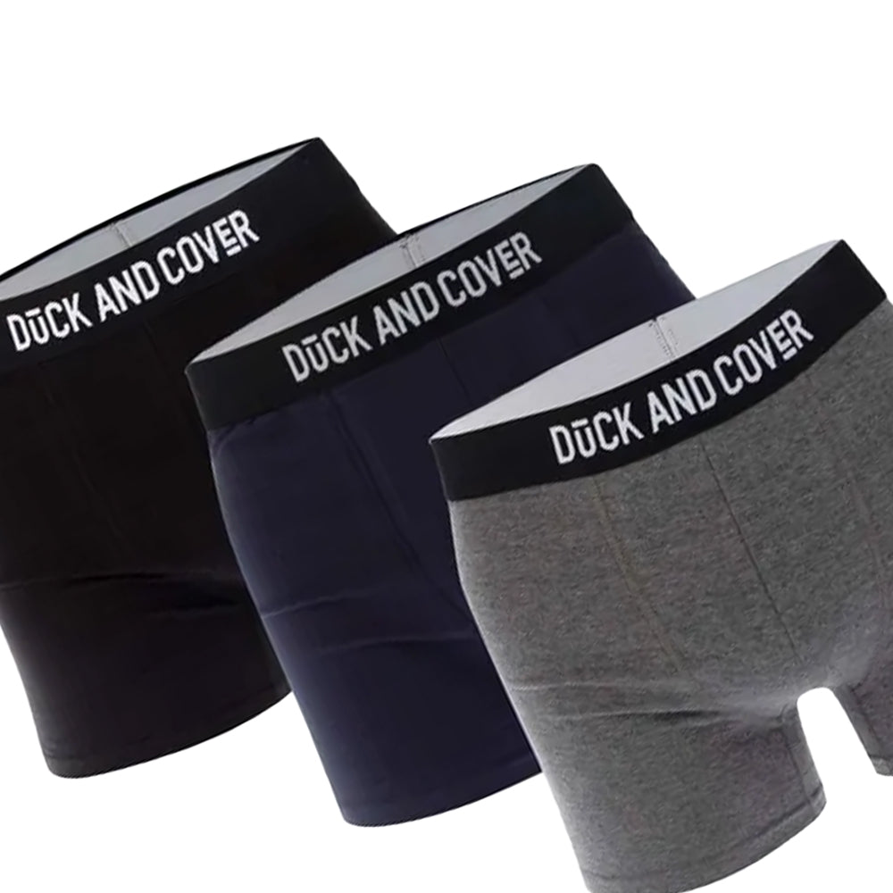 Grey-Navy-Black - Back - Duck and Cover Mens Bronteen Boxer Shorts (Pack of 3)