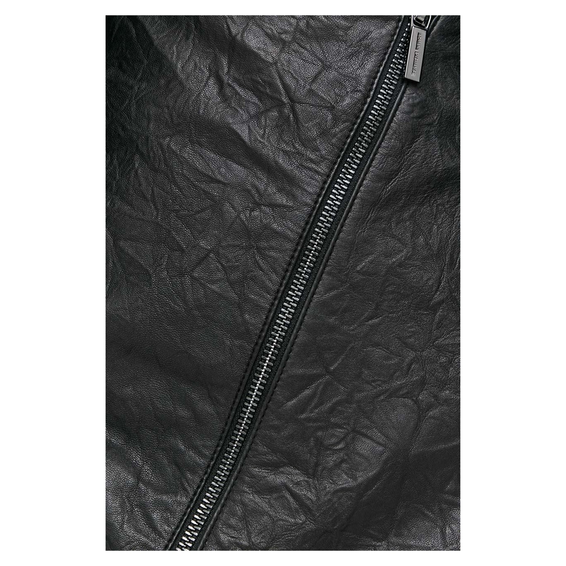 Black - Lifestyle - Armani Exchange Womens-Ladies Leather Mini Skirt