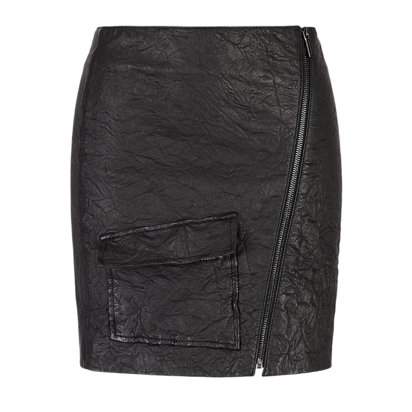 Black - Front - Armani Exchange Womens-Ladies Leather Mini Skirt