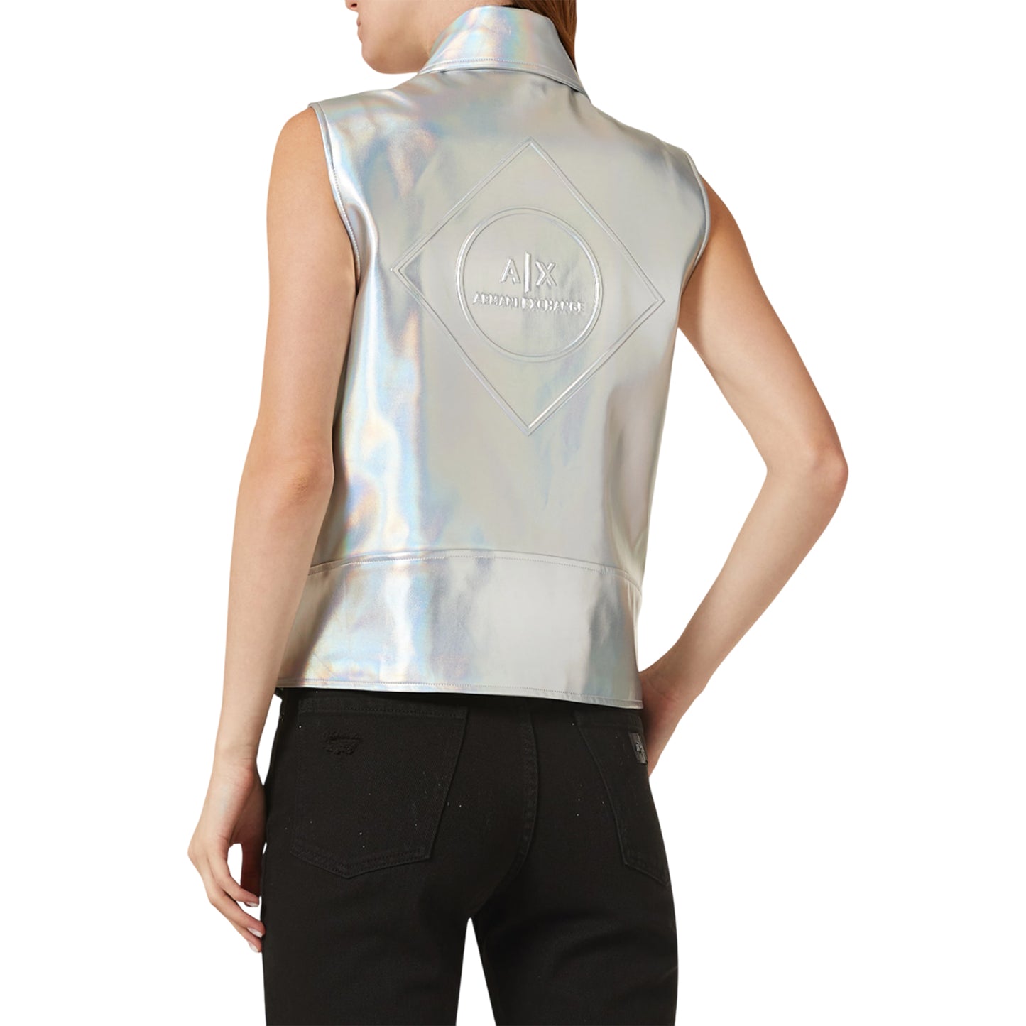 Multicoloured - Back - Armani Exchange Womens-Ladies Holographic Gilet