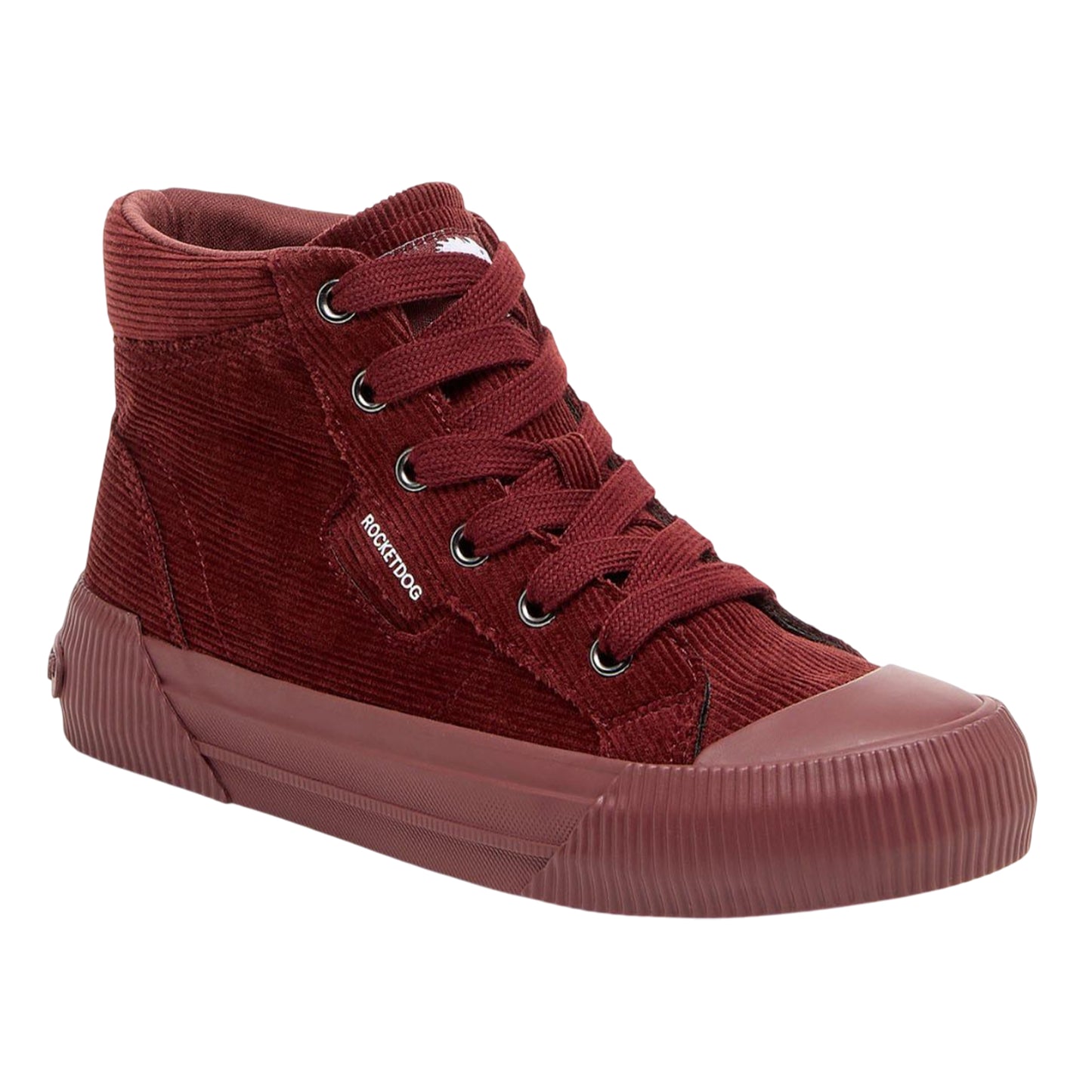 Rust - Front - Rocket Dog Womens-Ladies Corduroy High-top Trainers