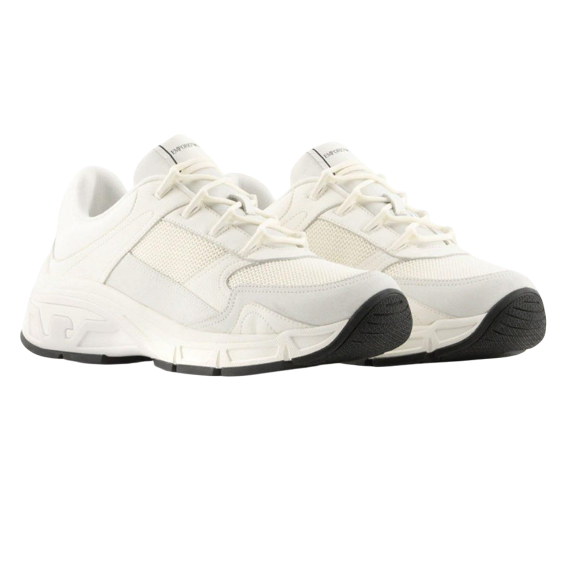 Off White - Front - Emporio Armani Mens Leather Trainers