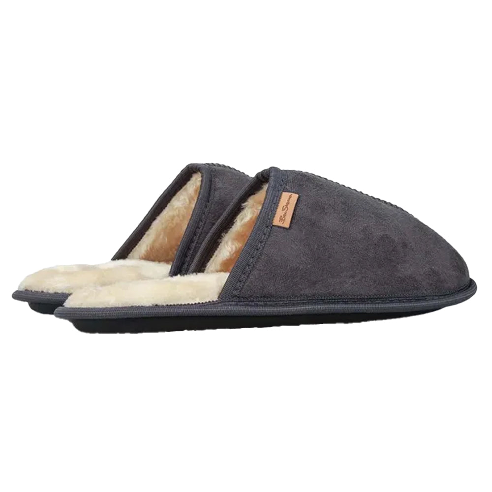 Grey - Back - Ben Sherman Mens Country Club Mule Slippers