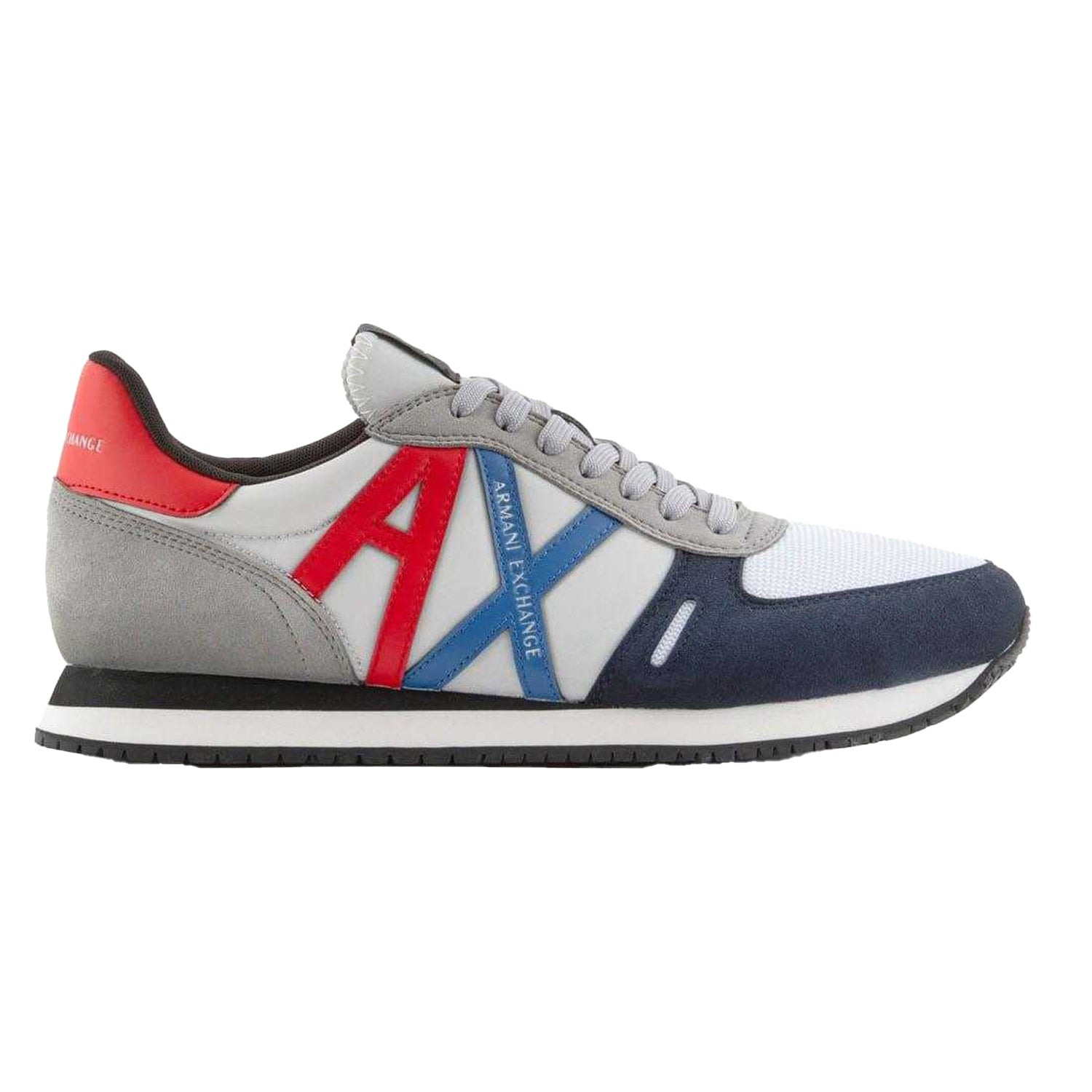 Navy-Red-Grey - Front - Armani Exchange Mens Trainers