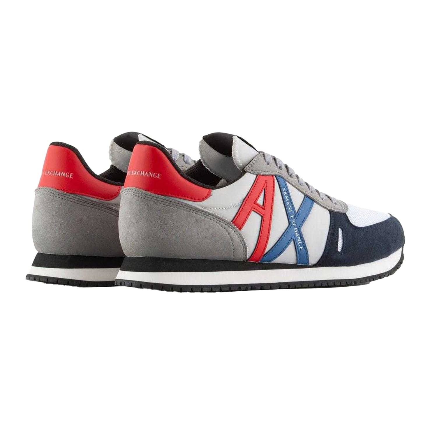 Navy-Red-Grey - Back - Armani Exchange Mens Trainers