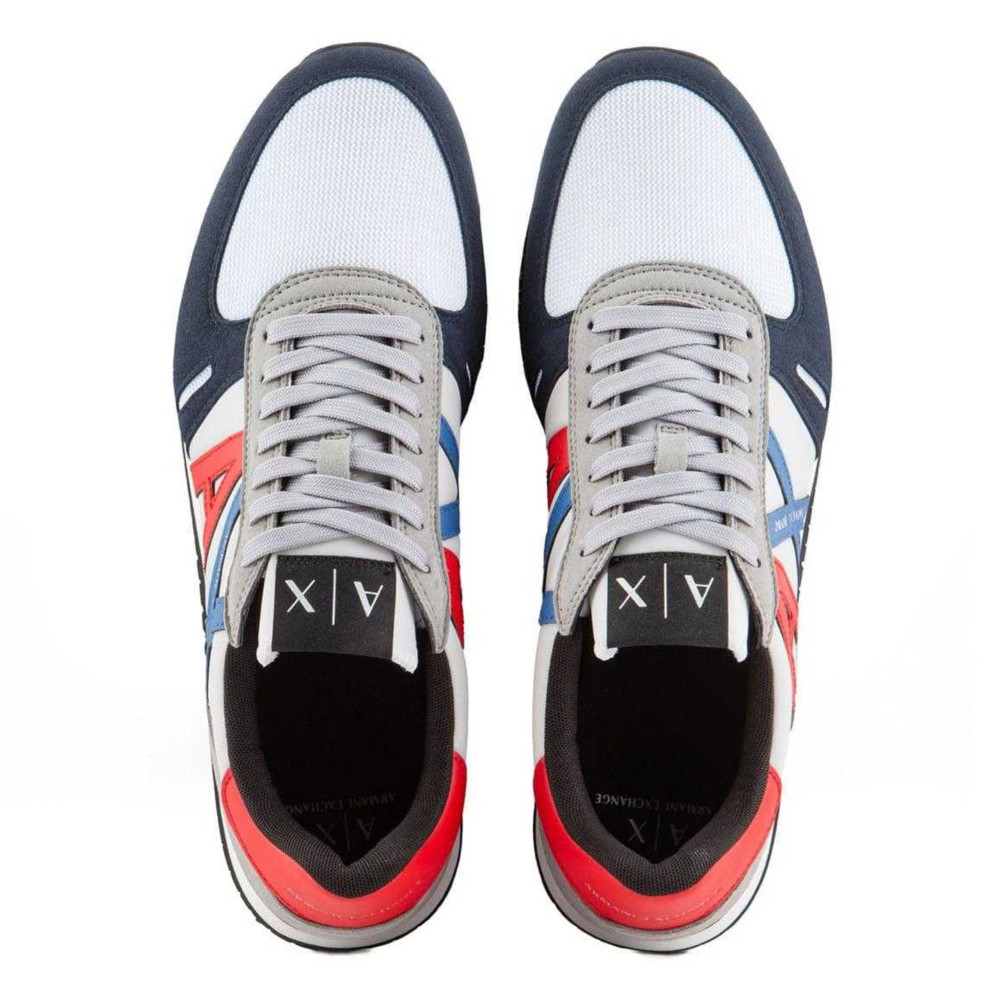 Navy-Red-Grey - Side - Armani Exchange Mens Trainers