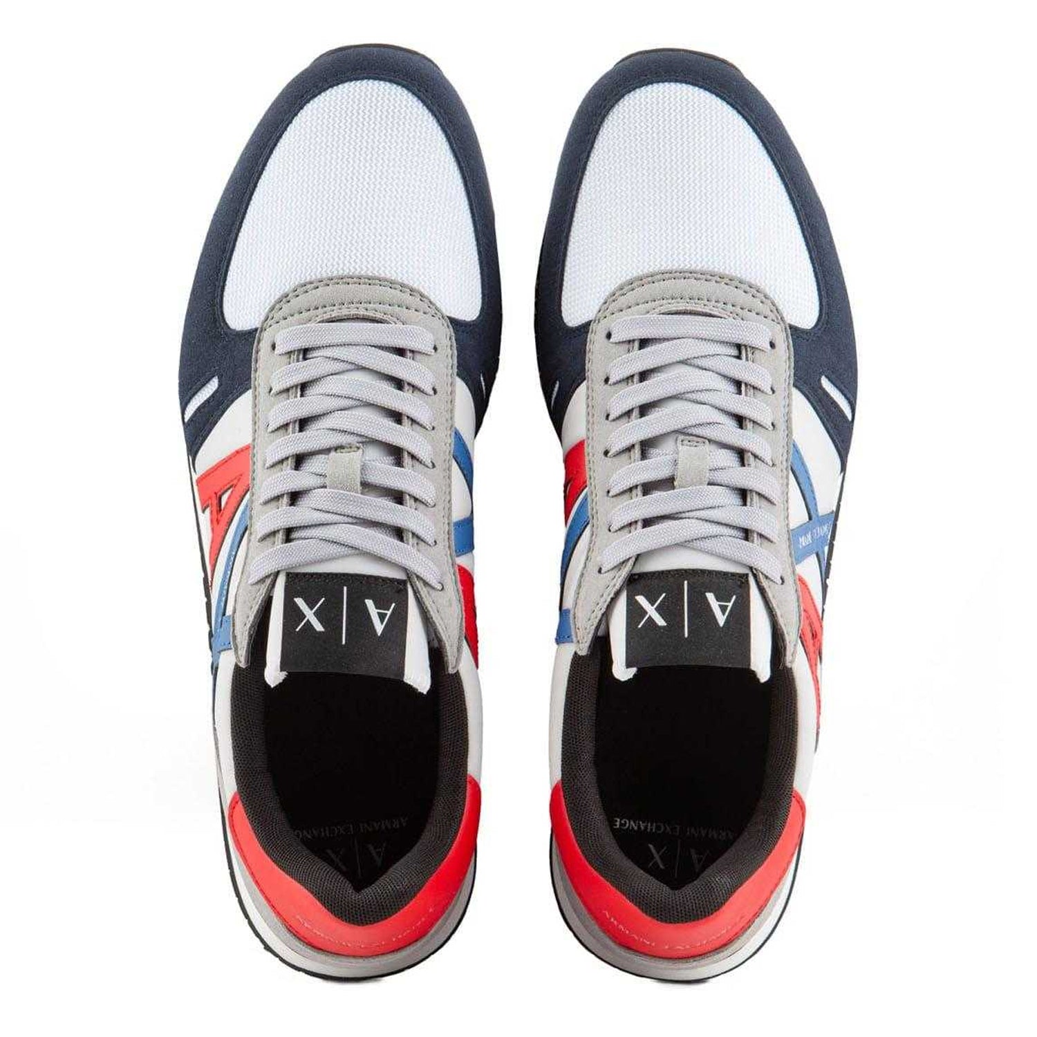 Navy-Red-Grey - Side - Armani Exchange Mens Trainers