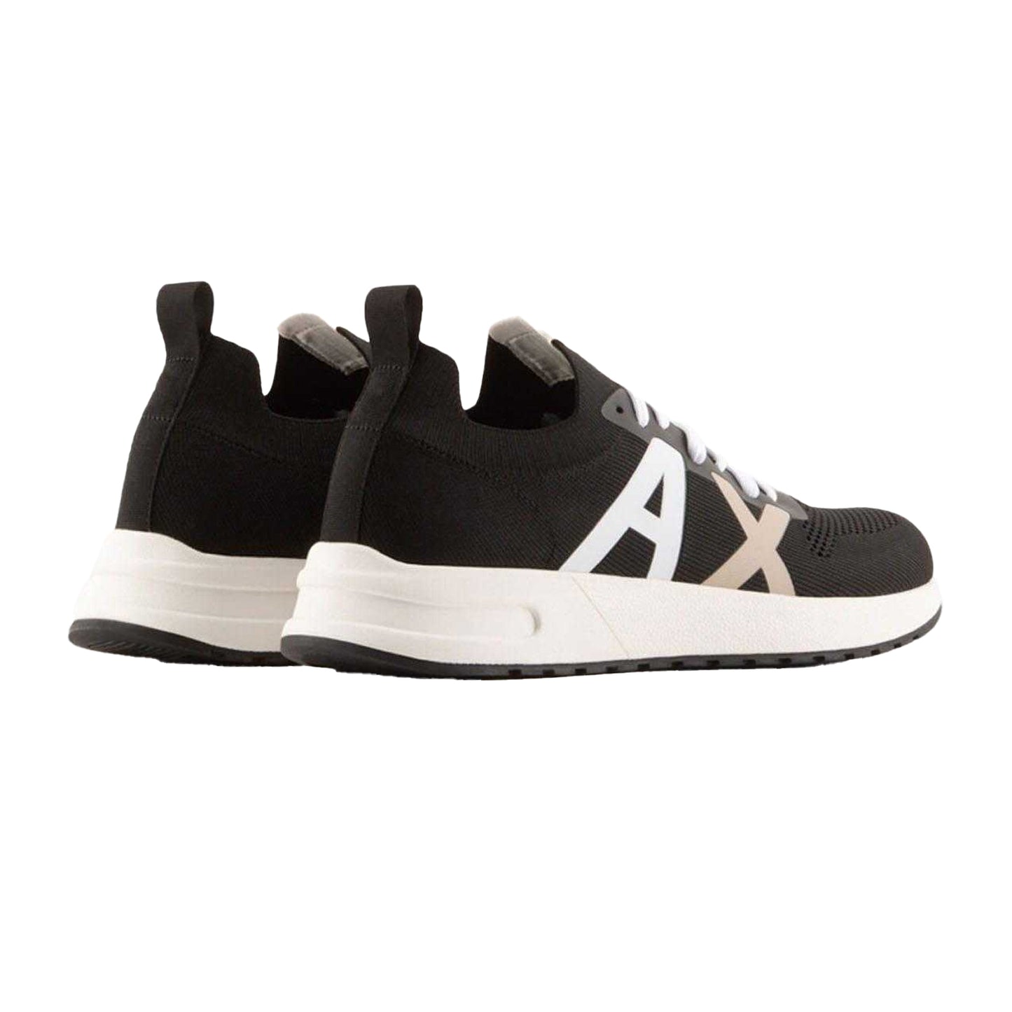 Black-White-Brown - Back - Armani Exchange Mens Trainers