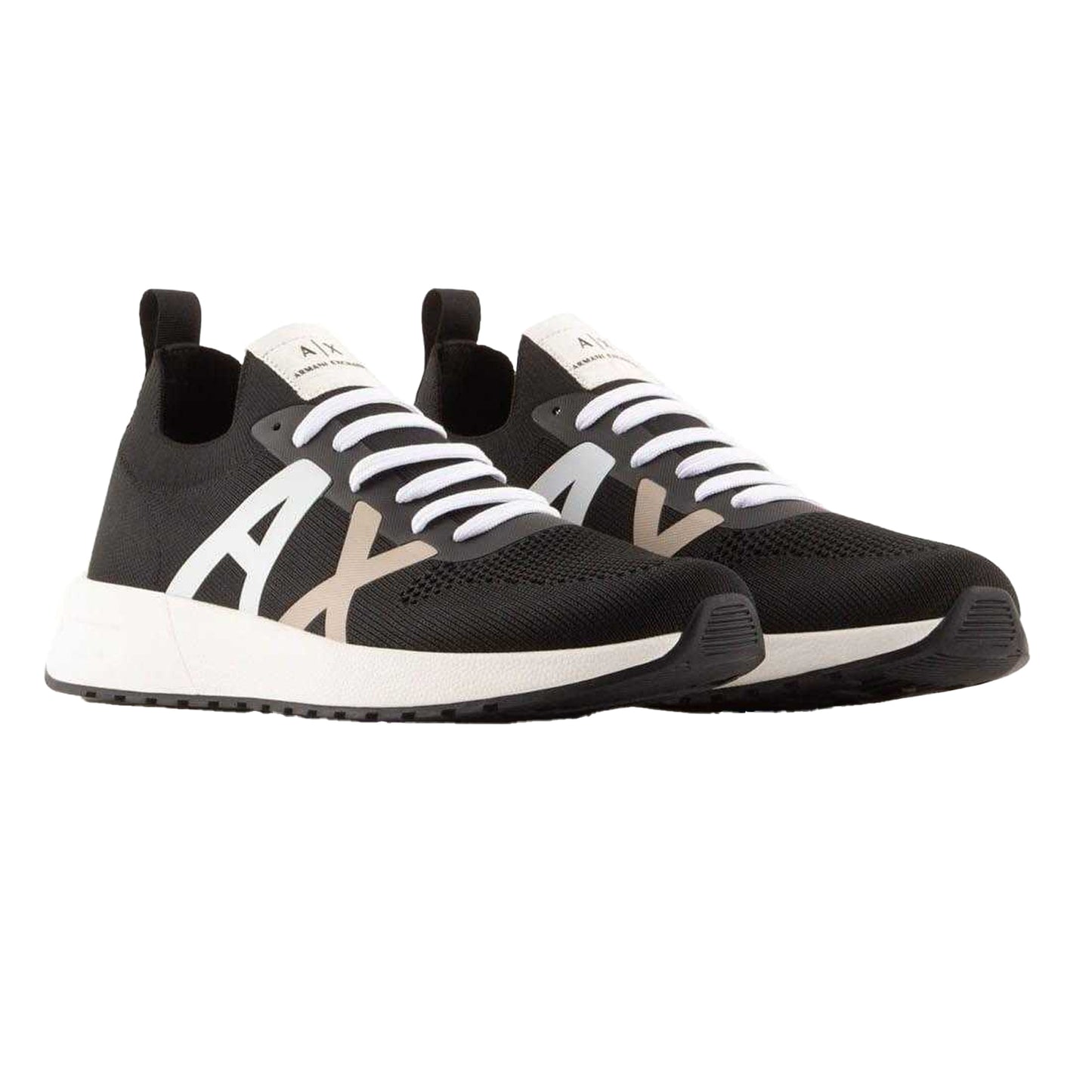 Black-White-Brown - Side - Armani Exchange Mens Trainers