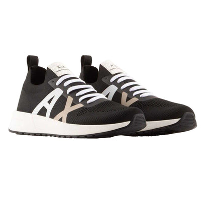 Black-White-Brown - Side - Armani Exchange Mens Trainers