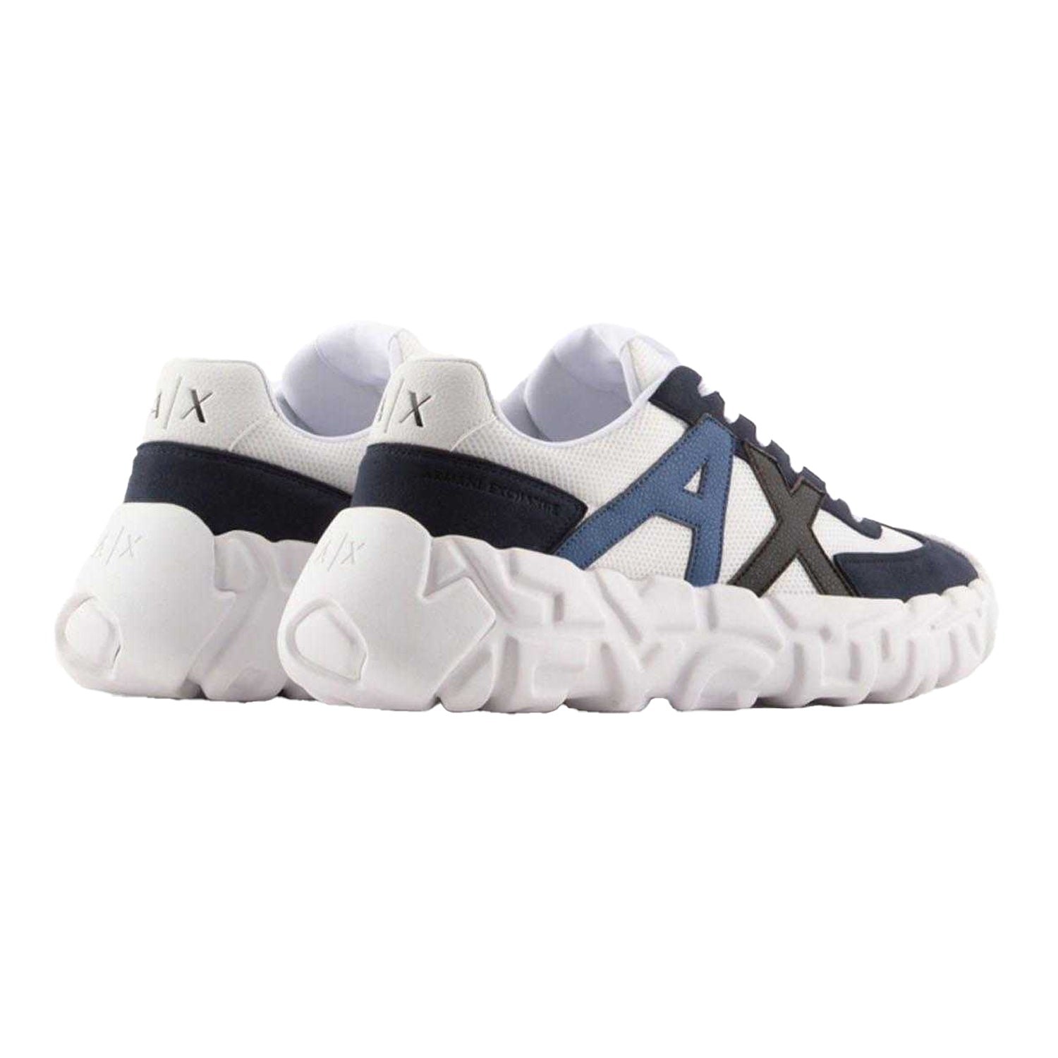 White-Navy - Back - Armani Exchange Mens Trainers