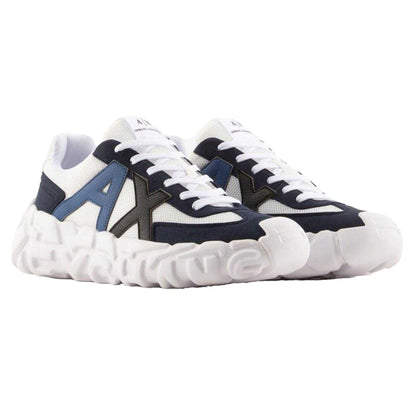 White-Navy - Side - Armani Exchange Mens Trainers