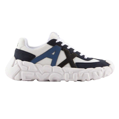 White-Navy - Front - Armani Exchange Mens Trainers