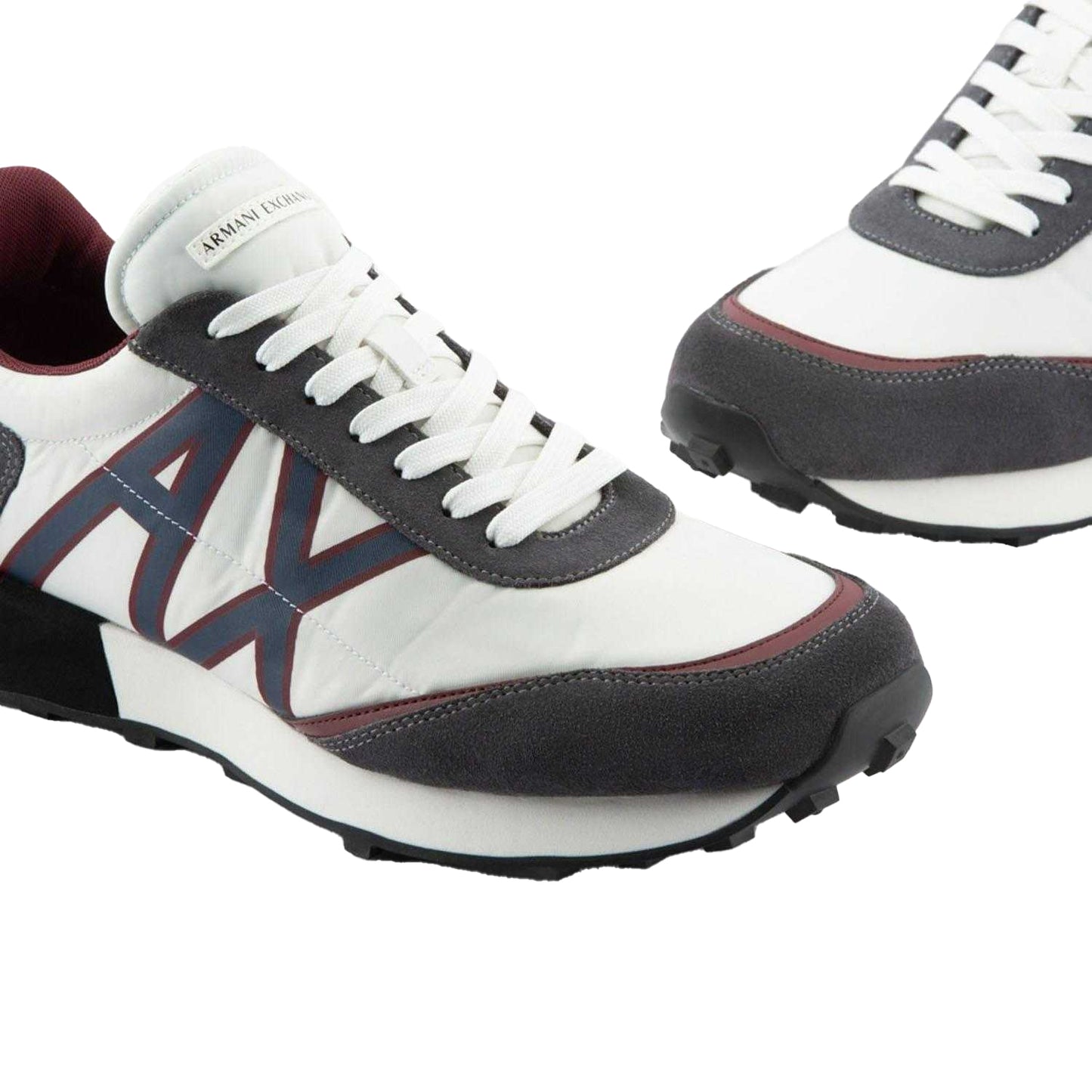 Grey-White - Lifestyle - Armani Exchange Mens Leather Trainers