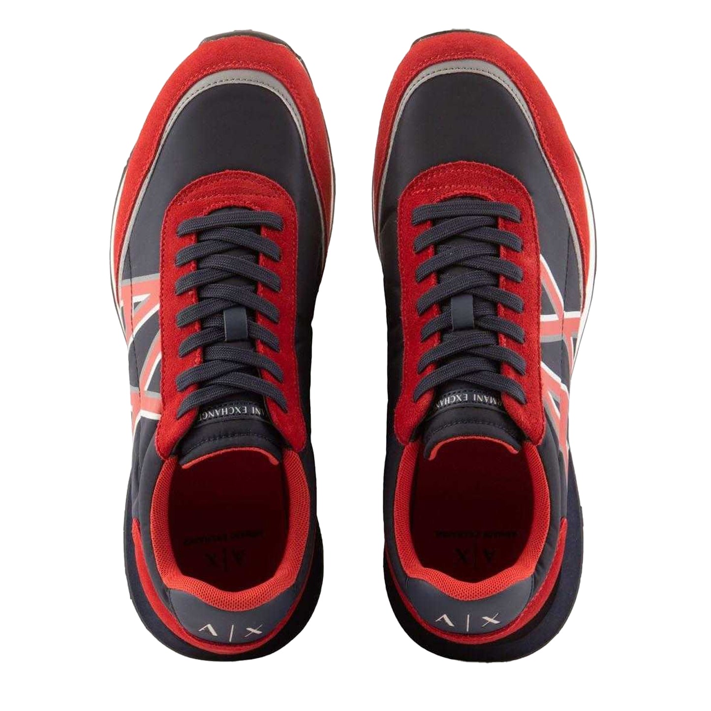 Navy-Red - Lifestyle - Armani Exchange Mens Leather Trainers