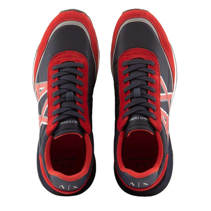 Navy-Red - Lifestyle - Armani Exchange Mens Leather Trainers