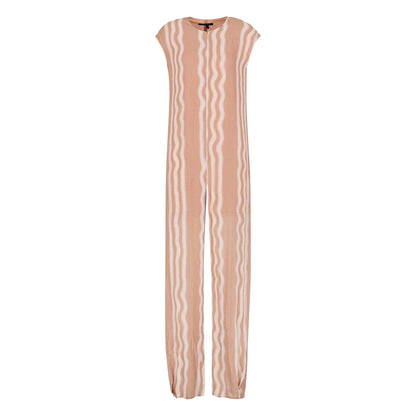 Cream - Front - Armani Exchange Womens-Ladies Contrast Striped Jumpsuit