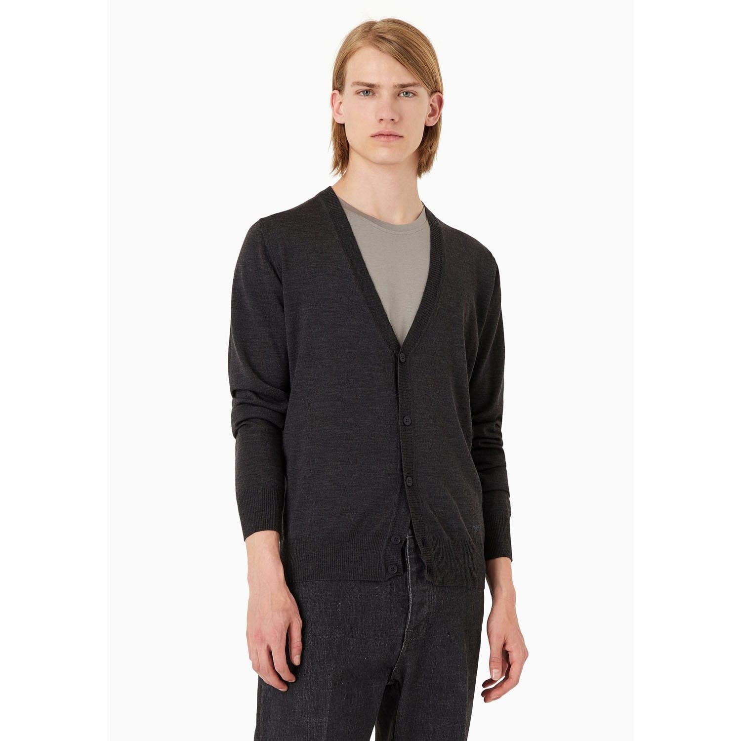 Grey - Pack Shot - Emporio Armani Mens Cardigan