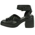 Black - Back - Where´s That From Womens-Ladies Buckle Detail Block Heel Sandals