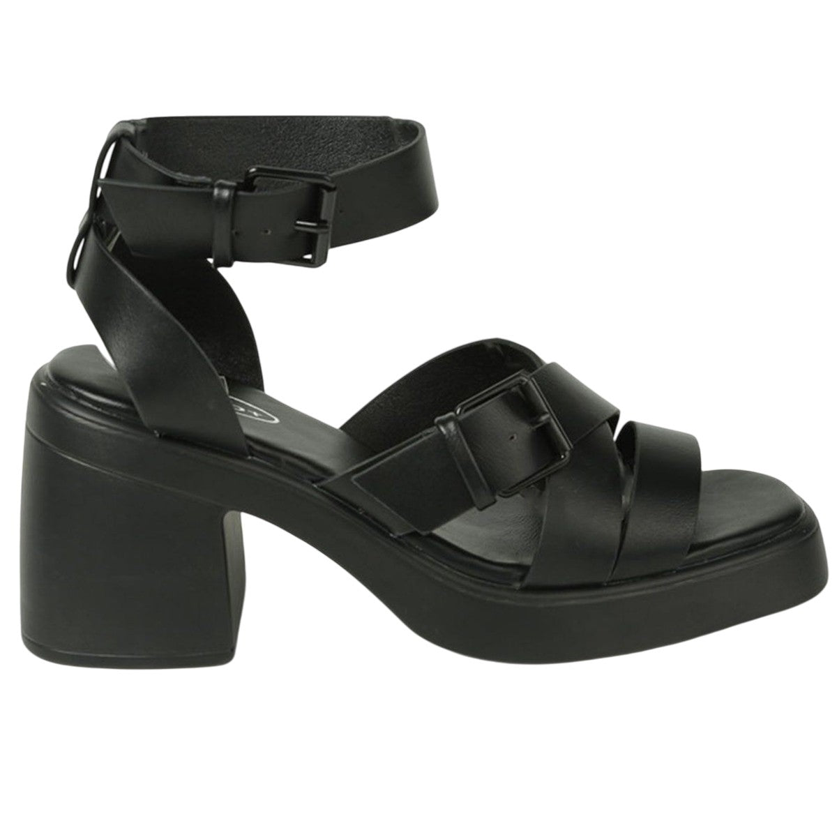 Black - Front - Where´s That From Womens-Ladies Buckle Detail Block Heel Sandals