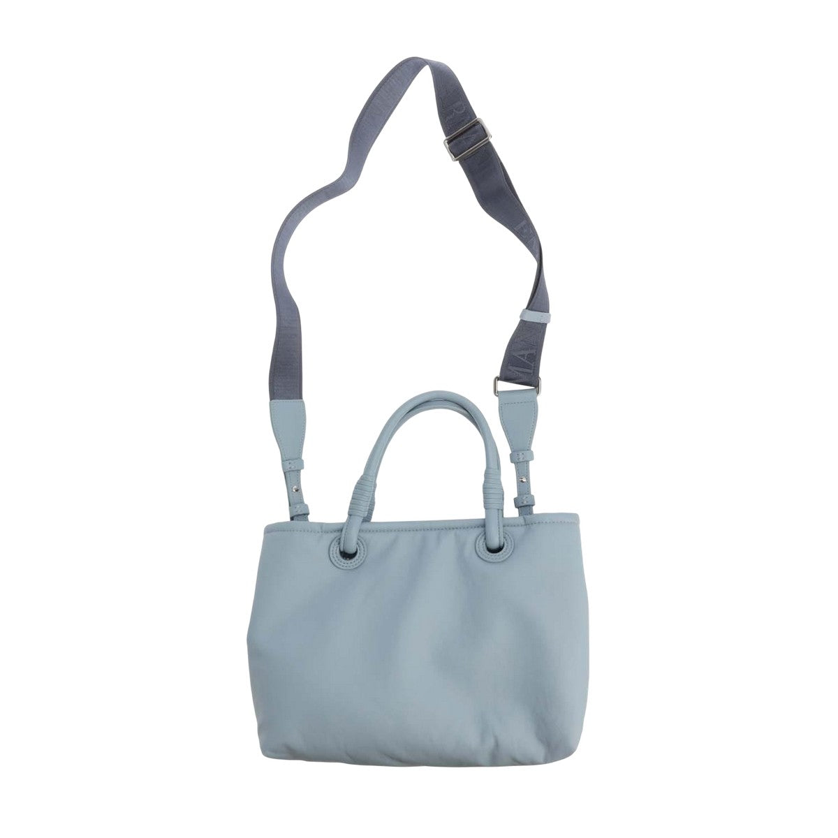 Blue - Back - Emporio Armani Logo Faux Fur Lined Shopper Bag