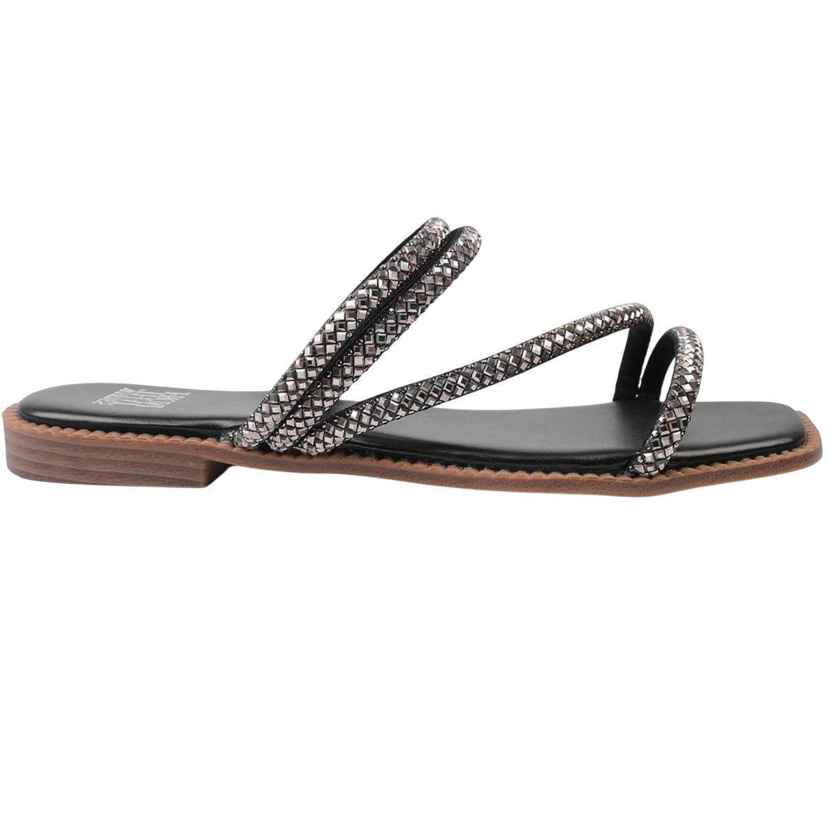 Black - Front - Where´s That From Womens-Ladies Diamante Strappy Flat Sandals
