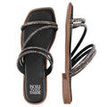 Black - Back - Where´s That From Womens-Ladies Diamante Strappy Flat Sandals
