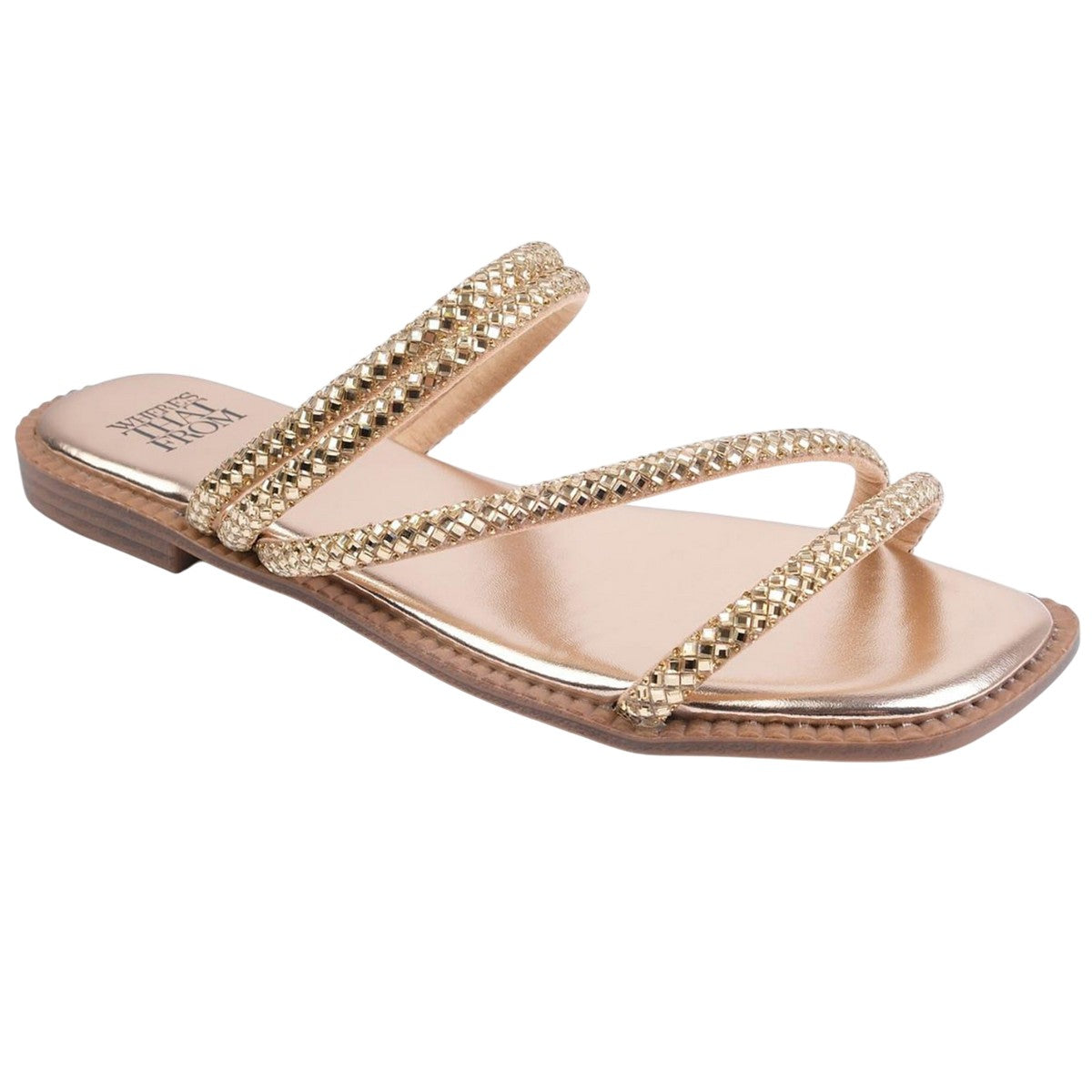 Gold - Front - Where´s That From Womens-Ladies Diamante Strappy Flat Sandals