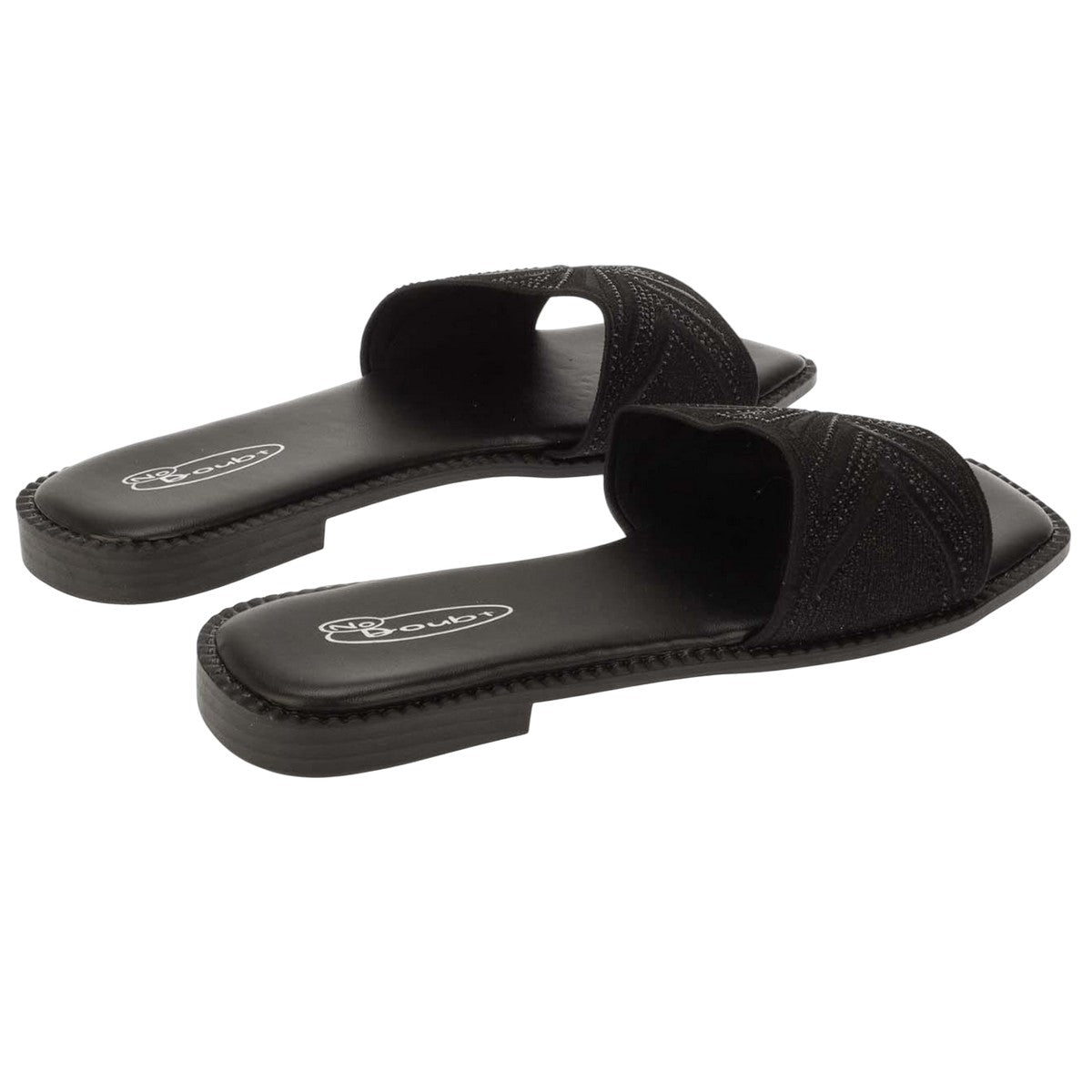 Black - Back - Womens-Ladies Sparkling Strappy Flat Sandals