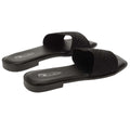 Black - Back - Womens-Ladies Sparkling Strappy Flat Sandals