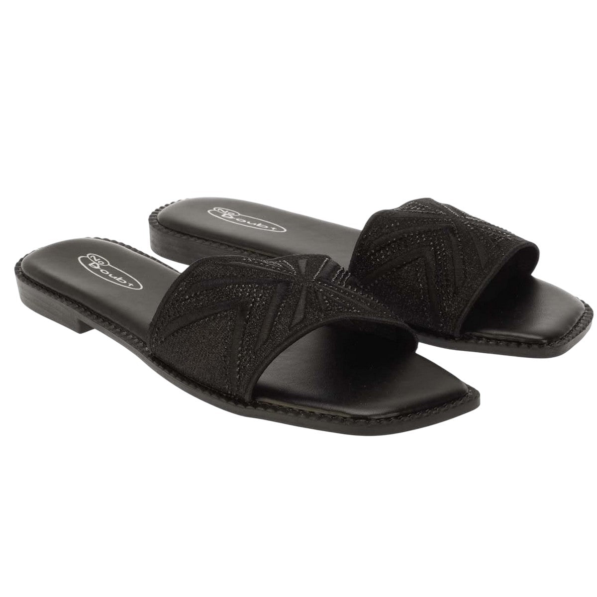 Black - Front - Womens-Ladies Sparkling Strappy Flat Sandals
