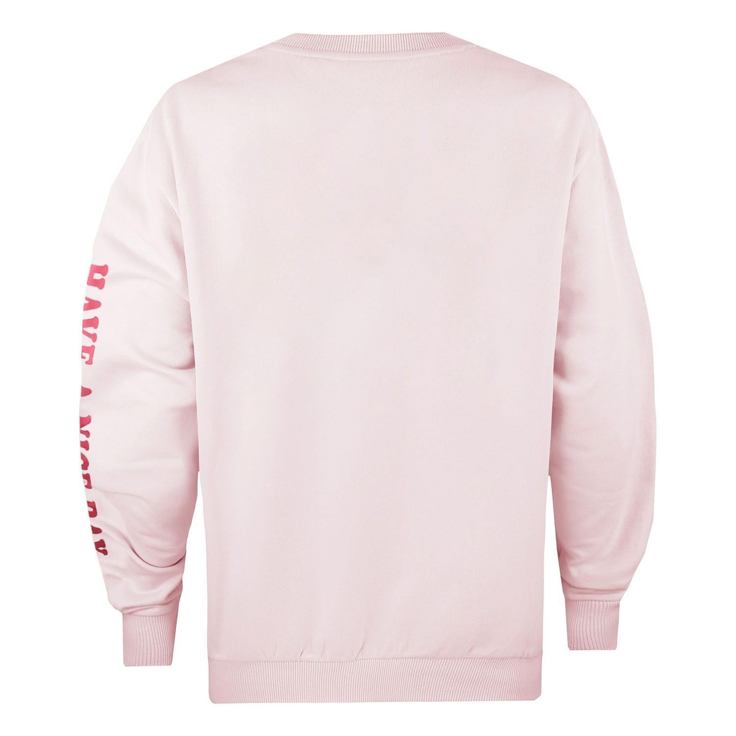 Pink - Back - Disney Womens-Ladies Caring Minnie Mouse Crew Neck Sweatshirt