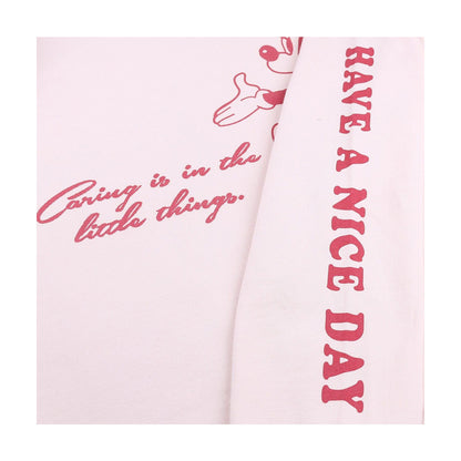 Pink - Side - Disney Womens-Ladies Caring Minnie Mouse Crew Neck Sweatshirt