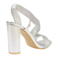 Silver - Back - Where´s That From Womens-Ladies Crossover Strap Block Heel Sandals