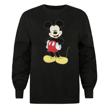 Black - Front - Disney Womens-Ladies Boss Man Mickey Mouse Crew Neck Sweatshirt
