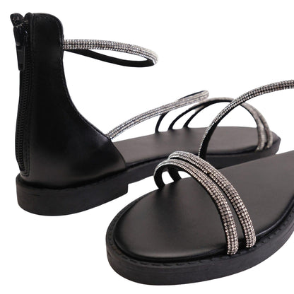 Black - Side - Where´s That From Womens-Ladies Gladiator Sparkling Flat Sandals