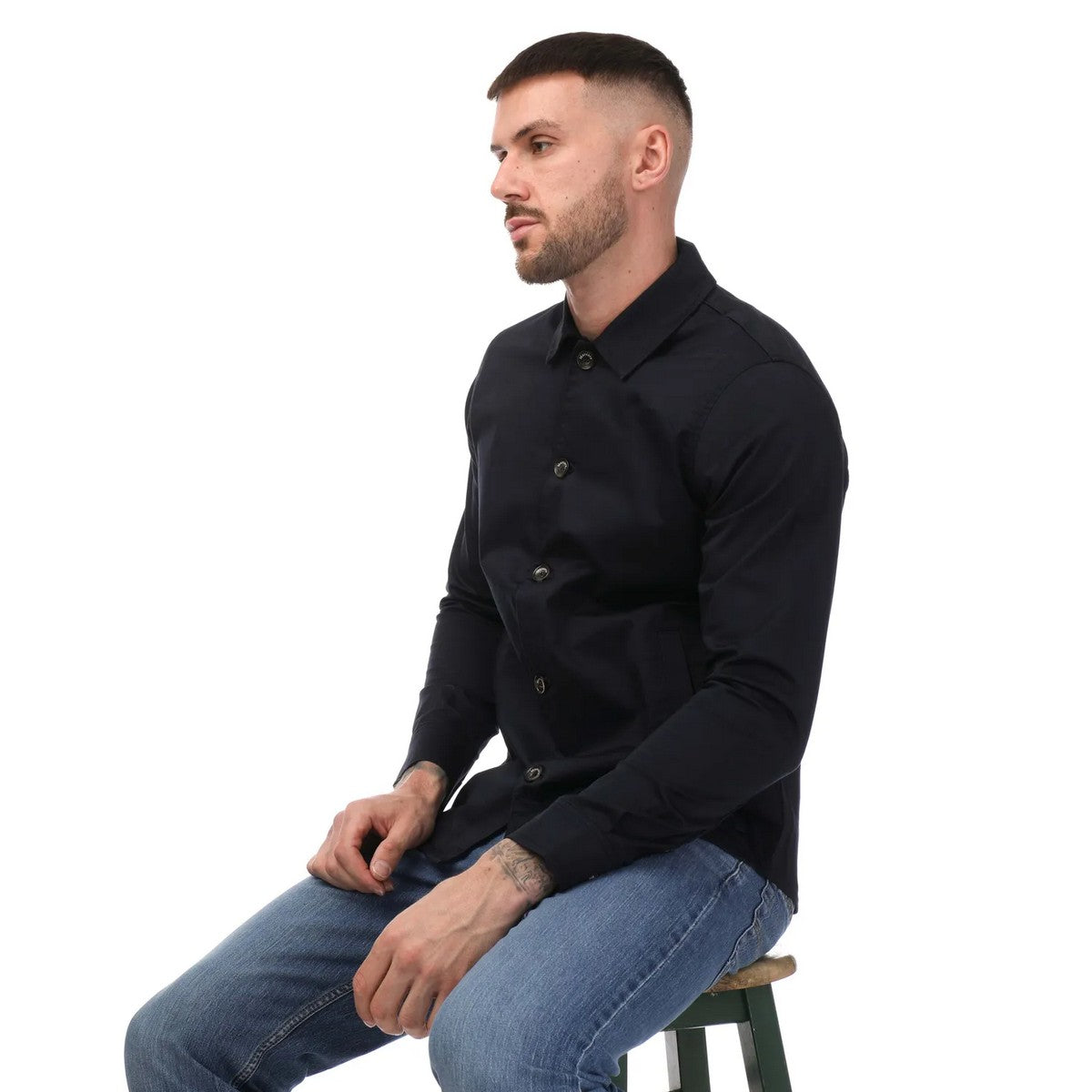 Navy - Lifestyle - Mercery Mens Sateen Stretch Overshirt