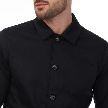 Navy - Side - Mercery Mens Sateen Stretch Overshirt