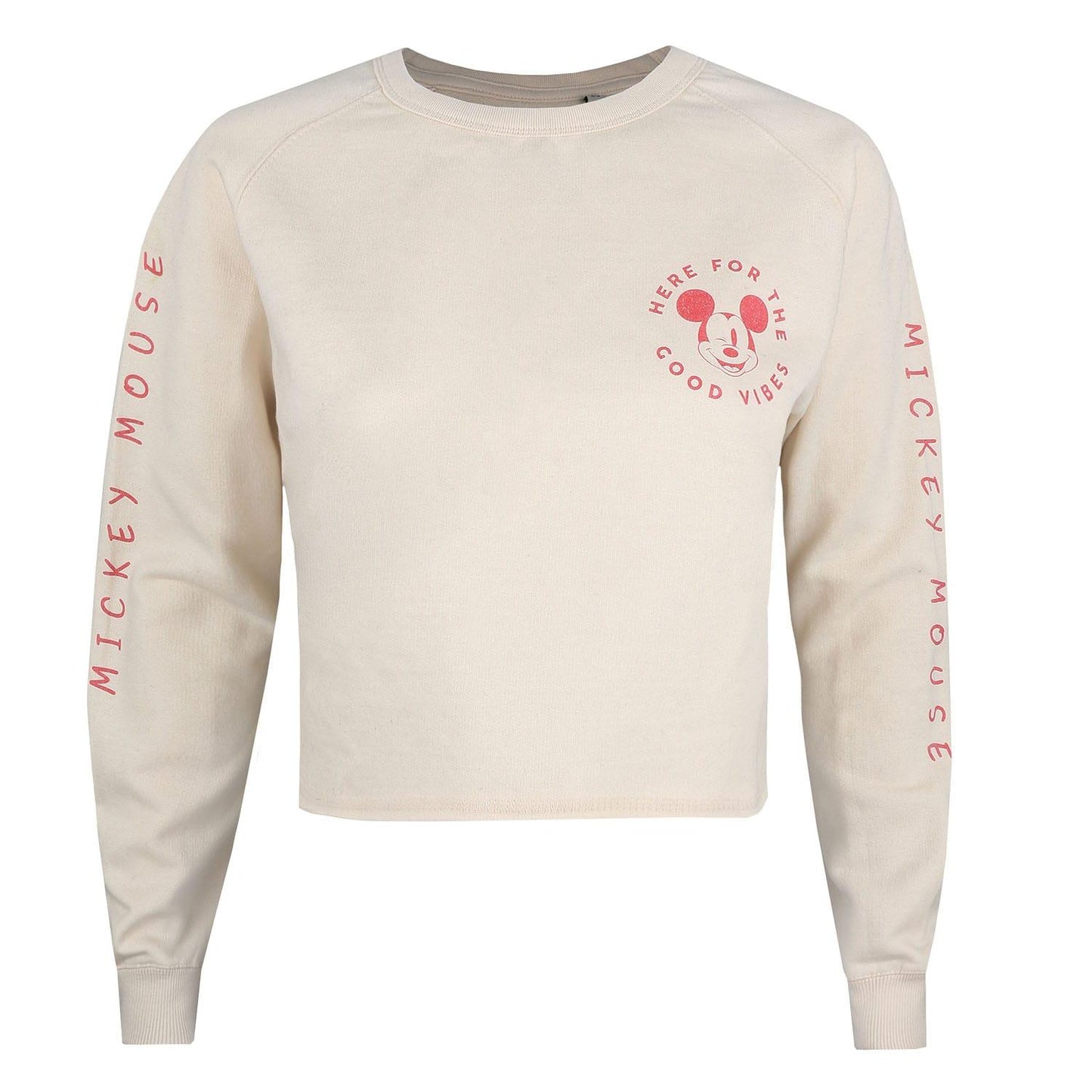 Grey - Front - Disney Womens-Ladies Good Vibes Mickey Mouse Crew Neck Sweatshirt