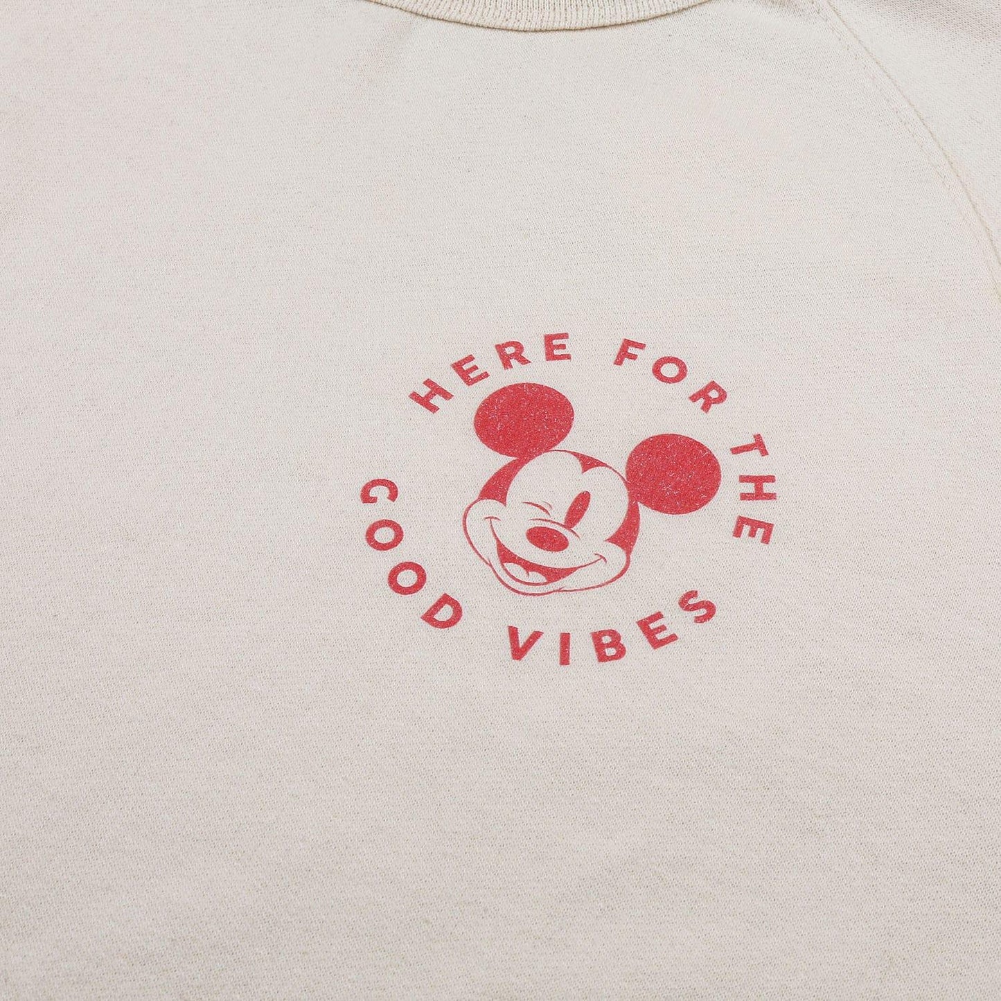 Grey - Side - Disney Womens-Ladies Good Vibes Mickey Mouse Crew Neck Sweatshirt