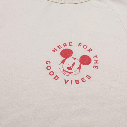 Grey - Side - Disney Womens-Ladies Good Vibes Mickey Mouse Crew Neck Sweatshirt
