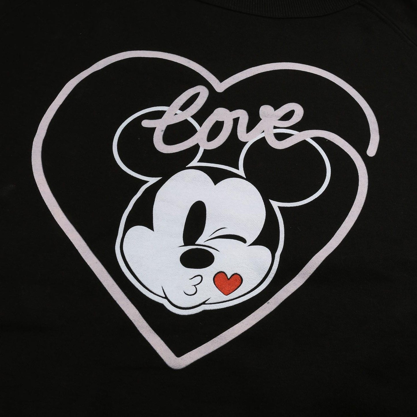 Black - Side - Disney Womens-Ladies Love Mickey Mouse Kiss Crew Neck Sweatshirt