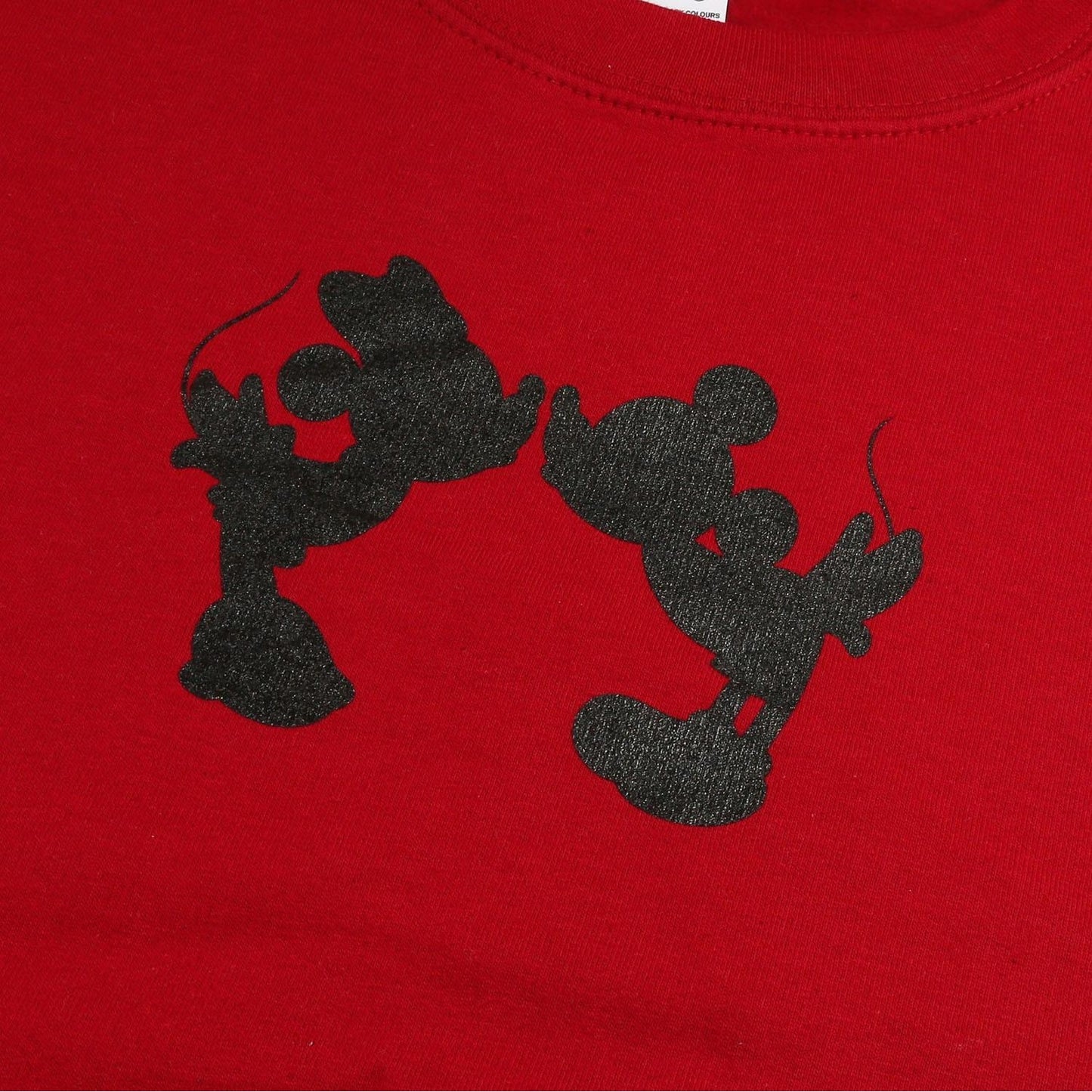 Red-Black - Side - Disney Womens-Ladies Mickey & Minnie Mouse Kiss Silhouette Crew Neck Sweatshirt