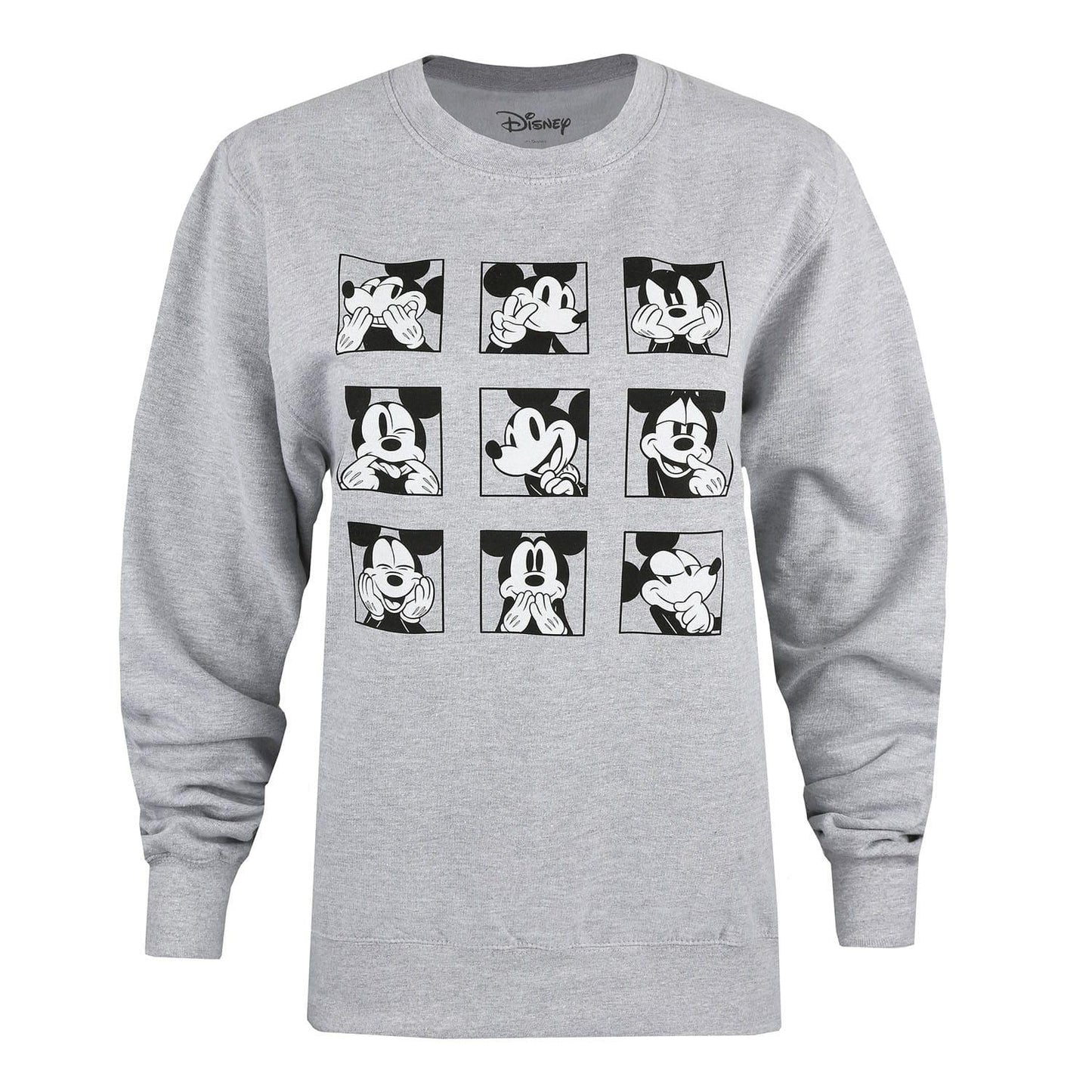 Grey-Black - Front - Disney Womens-Ladies Mickey Mouse Crew Neck Sweatshirt