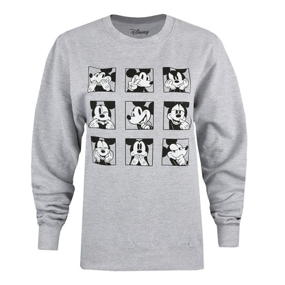Grey-Black - Front - Disney Womens-Ladies Mickey Mouse Crew Neck Sweatshirt