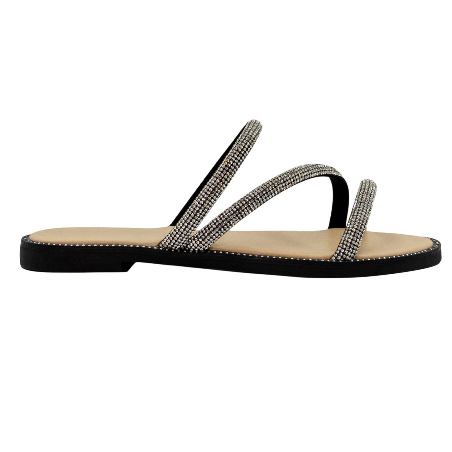 Black - Front - Where´s That From Womens-Ladies Sparkling Strappy Flat Sandals